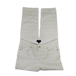 NYDJ Not Your Daughters Jeans Womens Jeans sz 4 Ankle lift tuck tech white print